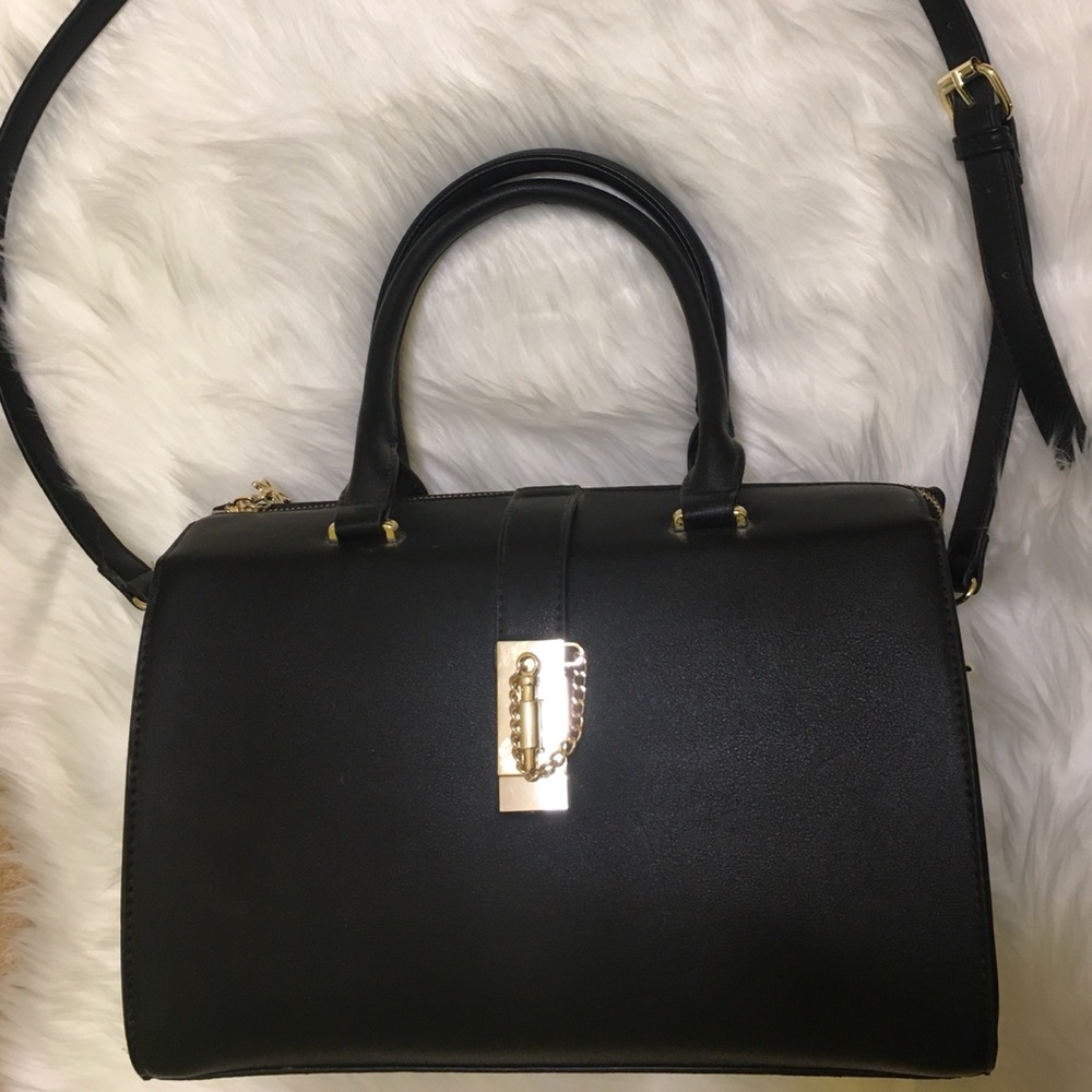 BCBGeneration Black & Gold Crossbody Satchel NWOT